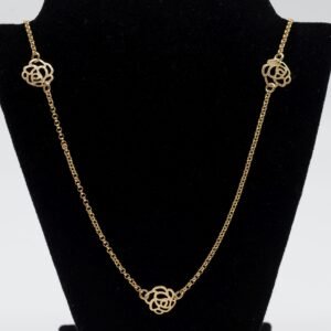 Colar Três Flores Banhado em Ouro 18K