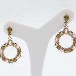 Brinco Luxo Círculo Colorido com Zircônia (champagne, rosa e cristal) Banhado em Ouro 18K