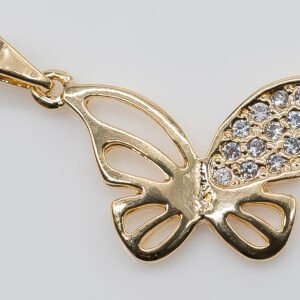 Pingente Borboleta com Zircônia Cristal Banhado em Ouro 18K