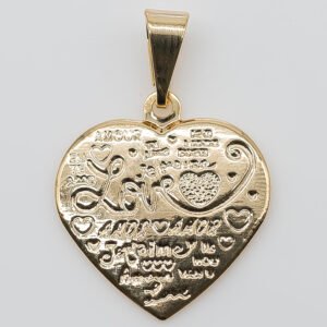 Pingente Coração com Escritas Banhado em Ouro 18K