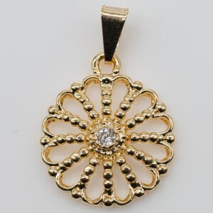 Pingente Flor de Bolinhas com Zircônia Cristal Banhado em Ouro 18K