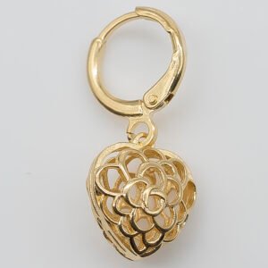 Pingente Coração 3D Texturizado Vazado Banhado em Ouro 18K