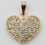 Pingente Coração Cravejado Zircônia Cristal Banhado em Ouro 18K