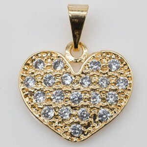 Pingente Coração Cravejado Zircônia Cristal Banhado em Ouro 18K