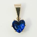 Pingente Coração Zircônia Azul Banhado em Ouro 18K