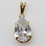 Pingente Lágrima Zircônia Cristal Banhado em Ouro 18K