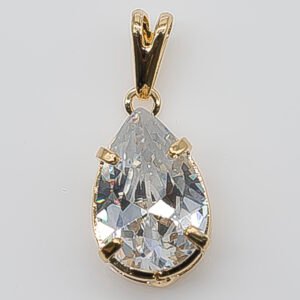 Pingente Lágrima Zircônia Cristal Banhado em Ouro 18K