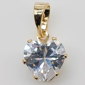 Pingente Coração Zircônia Cristal Banhado em Ouro 18K