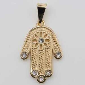 Pingente Mão de Fátima com Zircônias Cristal Banhado em Ouro 18K
