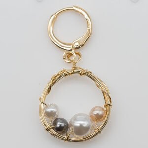 Pingente Círculo com Pérolas Coloridas Banhado em Ouro 18K