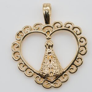 Pingente Santa Coração Trabalhado Banhado em Ouro 18K