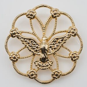 Pingente Espírito Santo e Flores Banhado em Ouro 18K