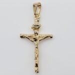Pingente Cruz Fina com Cristo Banhado em Ouro 18K