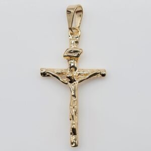 Pingente Cruz Fina com Cristo Banhado em Ouro 18K