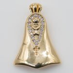 Pingente Santa Lisa com Zircônias Cristal na Parte Superior Banhado em Ouro 18K