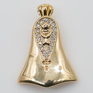 Pingente Santa Lisa com Zircônias Cristal na Parte Superior Banhado em Ouro 18K