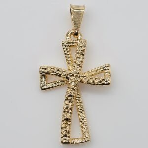 Pingente Cruz Vazada e Detalhada com Bolinhas Banhado em Ouro 18K