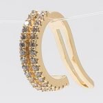 Piercing Fake com 2 Tiras Cravejadas Zircônia Cristal Banhado em Ouro 18K
