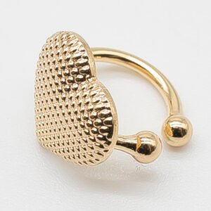 Piercing Fake Coração Texturizado Banhado em Ouro 18K