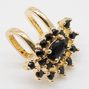 Piercing Fake Duplo Zircônias Pretas Banhado em Ouro 18K