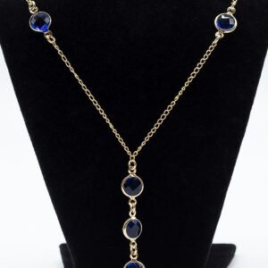 Colar com Trio de Zircônia Azul Pendurada Banhado em Ouro 18K