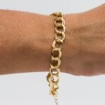 Pulseira Com Elos Duplos Banhada em Ouro 18K