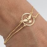 Pulseira Corrente Dupla com Espírito Santo Banhada em Ouro 18K