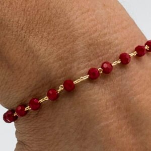 Pulseira Zircônias Vermelhas Banhada em Ouro 18K