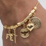Pulseira Fé com Berloques Religiosos Banhada em Ouro 18K