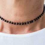 Colar Choker Zircônias Pretas Redondas Banhado em Ouro 18K