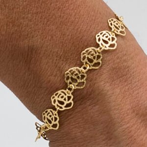 Pulseira Flores Vazadas Banhada em Ouro 18K