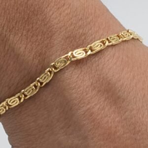 Pulseira com Elos Chapados e Detalhe Aberto Banhada em Ouro 18K