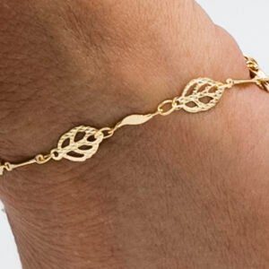 Pulseira Mini Folhas Banhada em Ouro 18K