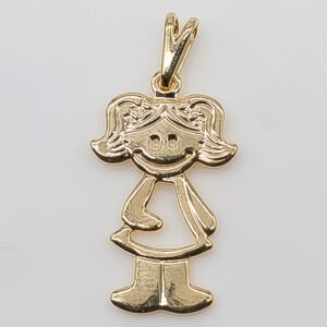 Pingente Menina Vazada Banhado em Ouro 18K