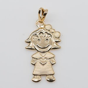 Pingente Menina Desenhada Banhado em Ouro 18K