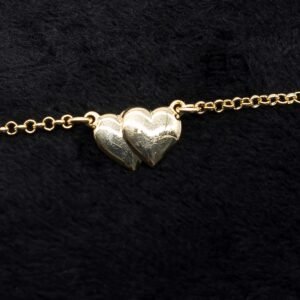Pulseira Infantil Coração Duplo Banhada em Ouro 18K