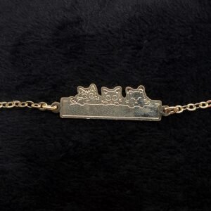 Pulseira Infantil 3 Gatos Banhada em Ouro 18K