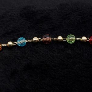 Pulseira Infantil Zircônia Colorida Intercalada com Bolinhas Banhada em Ouro 18K