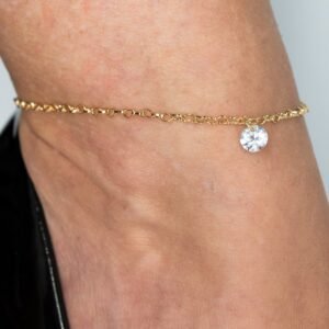 Tornozeleira Ponto de Luz Banhada em Ouro 18K
