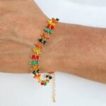 Pulseira Zircônias Duplas Coloridas Banhada em Ouro 18K