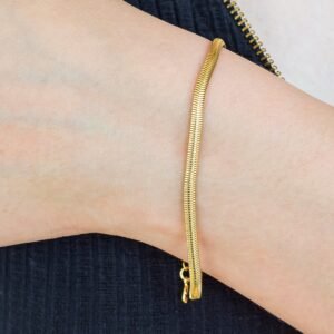 Pulseira Esterlina Fina Banhada em Ouro 18K