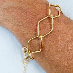 Pulseira Losangos Lisos Banhada em Ouro 18K