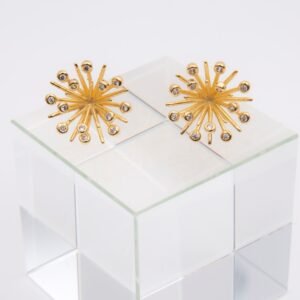 Brinco Explosão 3D com Pontas de Zircônia Cristal Banhado em Ouro 18K