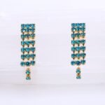 Brinco Malha de Zircônias Azuis Banhado em Ouro 18K