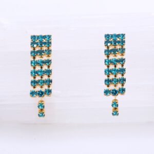 Brinco Malha de Zircônias Azuis Banhado em Ouro 18K