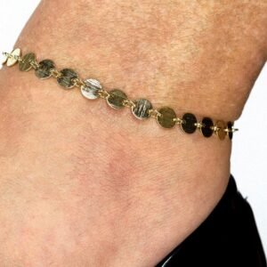 Tornozeleira Chapas Redondas Banhada em Ouro 18K