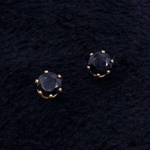 Brinco Redondo Zircônia Preta Pequeno Banhado em Ouro 18K