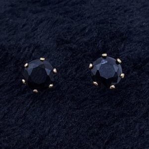 Brinco Redondo Zircônia Preta Médio Banhado em Ouro 18K