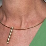 Choker Aro Liso com Pingente de Filete Banhado em Ouro 18K