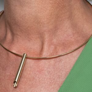 Choker Aro Liso com Pingente de Filete Banhado em Ouro 18K